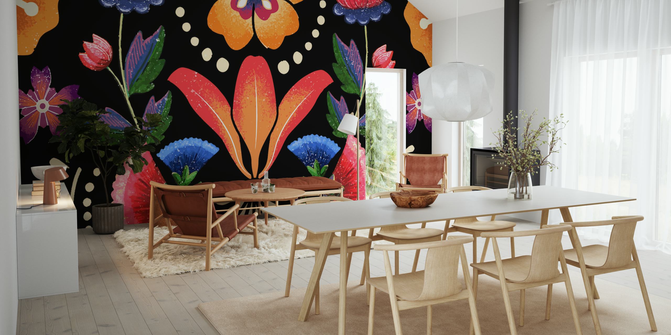 Frida Big Onix wallpaper in a cozy room